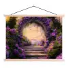 Poort - Paars - Bloemen textielposter latten blank klein -3d