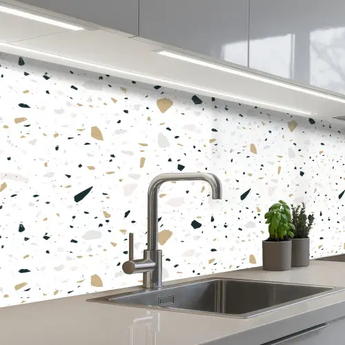 Terrazzo - Patroon - Wit - Neutraal keuken achterwand 2 middel 871 -3d_schuin