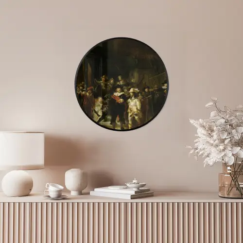 De Nachtwacht - Kunst - Oude meesters - Rembrandt Fotolijst rond zonder passe partout klein -sfeer3