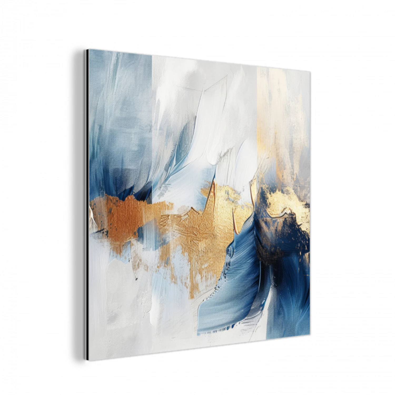 Goud - Blauw - Watercolor - Kunst - Modern aluminium wit klein -3d