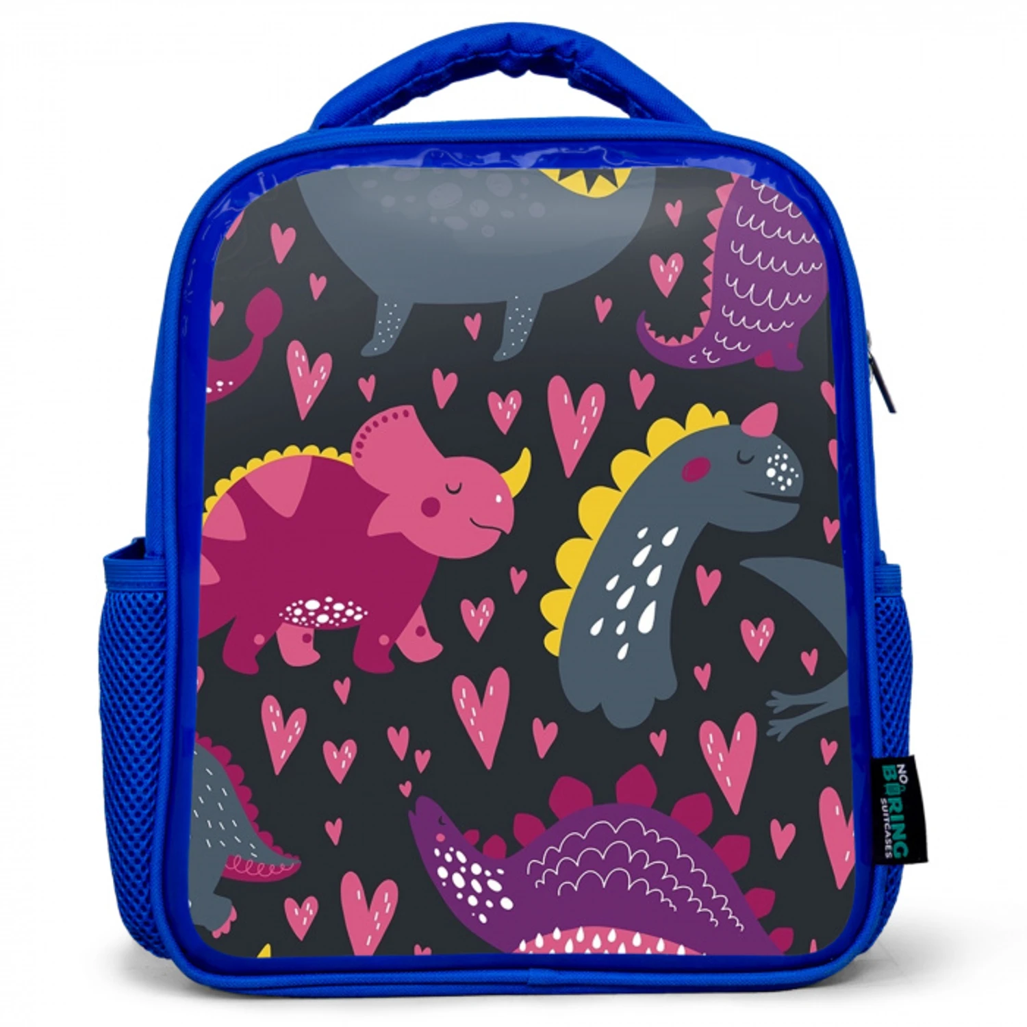 Dinosaurus - Kind - Patronen - Roze - Meisjes Kinderrugzak - Blauw middel -3d