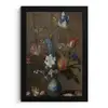 Bloemen in een Wan-Li vaas en schelpen - Schilderij van Balthasar van der Ast fotolijst zwart zonder passe partout klein -3d