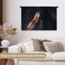 Roofvogel - Buizerd - Bruin Wandkleed katoen middel -sfeer1