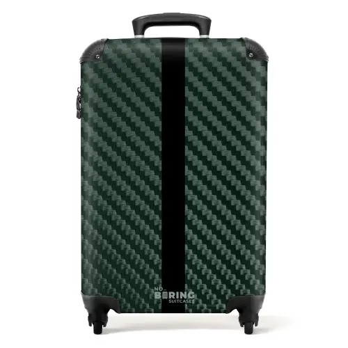 Groene carbonstructuur met zwarte middenstreep NBS - Handbagage koffer - Volwassenen Unisex middel -productfoto_recht