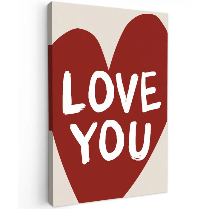 Loveyou - Hart - Rood canvas 2cm klein -z3d