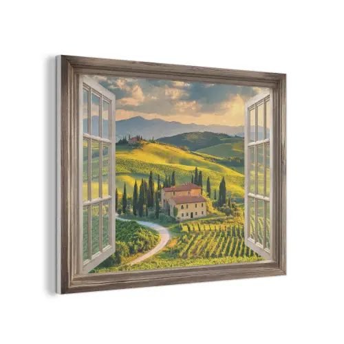 Doorkijk - Toscane - Uitzicht - Landschap - Zomer PET vilt klein -3d