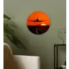 Zonsondergang - Vliegtuig - Oranje - Zon Wandcirkel kunststof plaat 5mm dik klein -sfeer3