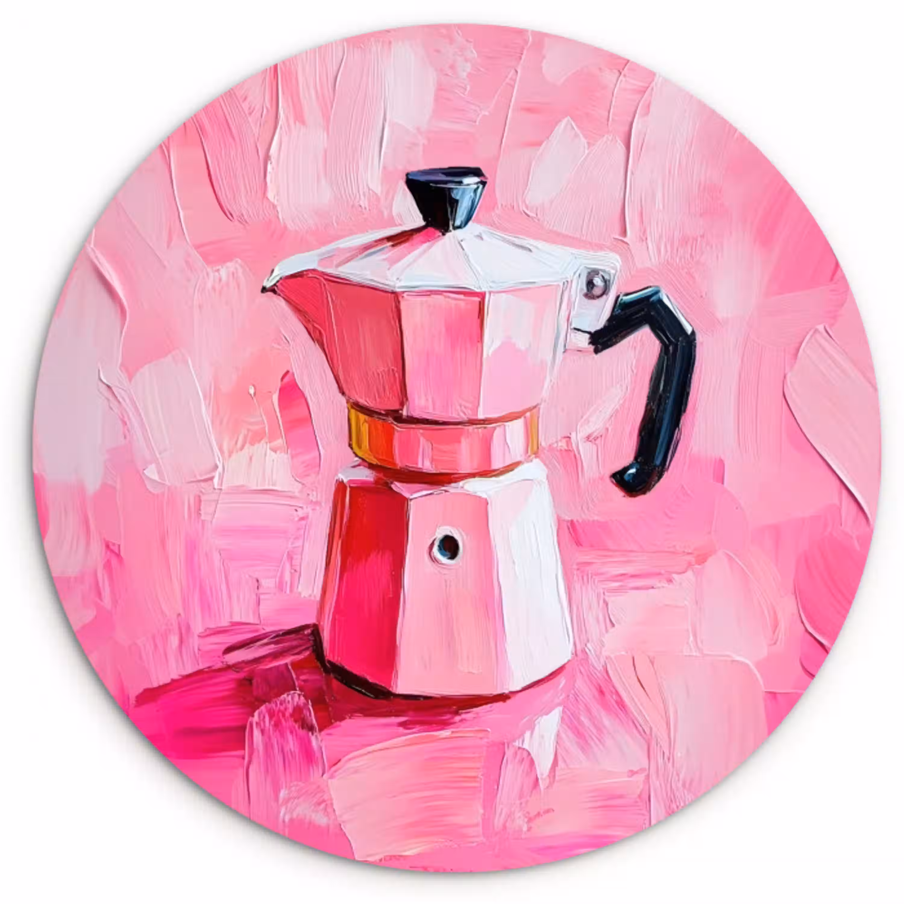 Roze - Verf - Coffee Wandcirkel plexiglas klein -3d