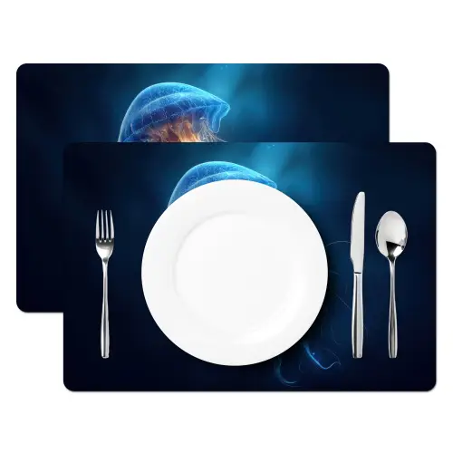 Kwal - Lichtgevend - Tentakels - Blauw Placemat vinyl groot -zzsfeer2_Kitchenyeah-website