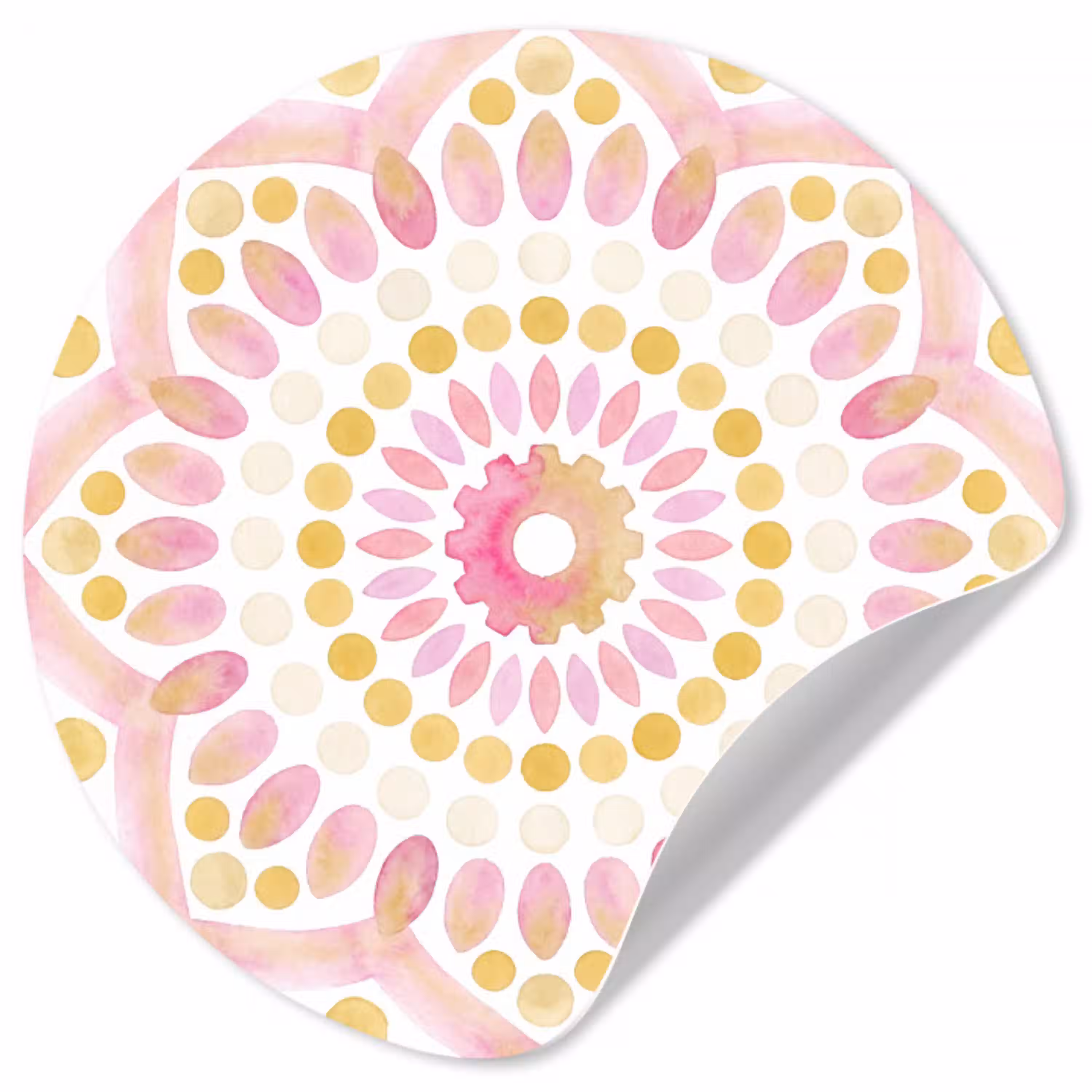 Abstract - Mandala - Kunst - Modern - Roze Wandcirkel behangsticker klein -3d