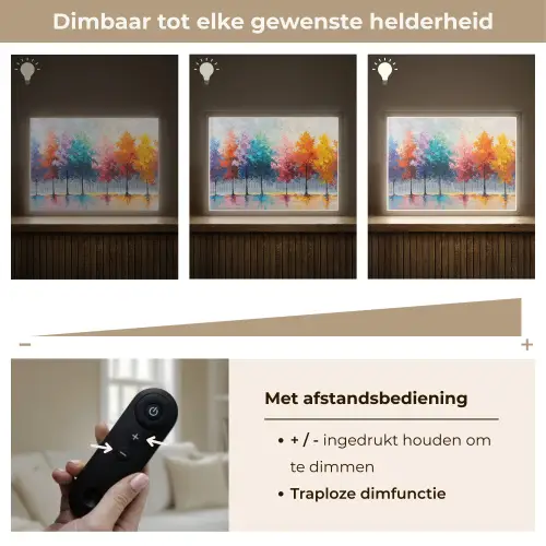 Bomen - Kleurrijk - Natuur - Abstract Light Box met batterij (Wandlamp) middel -USP_dimbaarNL