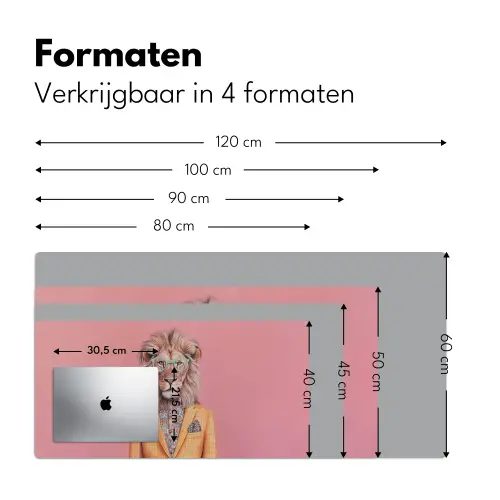 Leeuw - Pak - Geruit - Bril Muismat XXL klein -sfeer5