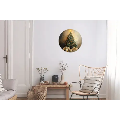 Kerstboom - Cadeaus - Goud Wandcirkel aluminium klein -woonkamer