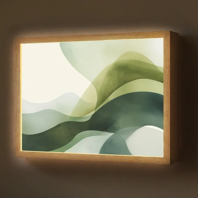 Lightbox - Wandleuchte - Wellen - Abstrakt - Hellgrün - Ornamental