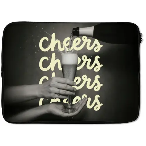Cheers - Wijn - Zwart - Wit laptophoes neopreen klein -zkaufland3dotto