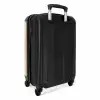 Jongen speelt tennis op zandkleurige achtergrond NBS - Handbagage koffer - Kinderen Unisex middel -achterkant
