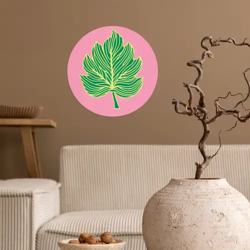 Blad - Groen - Illustratie - Minimalistisch Wandcirkel behangsticker klein -sfeer1