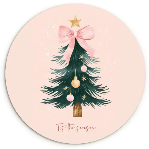 Christmas Season - Kerst - Kerstboom - Roze Wandcirkel kunststof plaat 5mm dik klein -3d