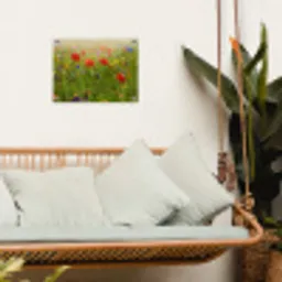 Lente - Bloemen - Rood - Klaproos - Gras - Groen tuinposter los doek klein -sfeer7