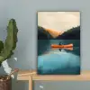 Bossen - Meer - Kano - Oranje canvas 2cm klein -sfeer4