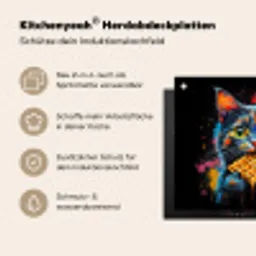 Kat - Graffiti - Kleurrijk - Wafel - Eten Inductie beschermer vinyl 3mm middel -zzzzzzusp-haakje_DE