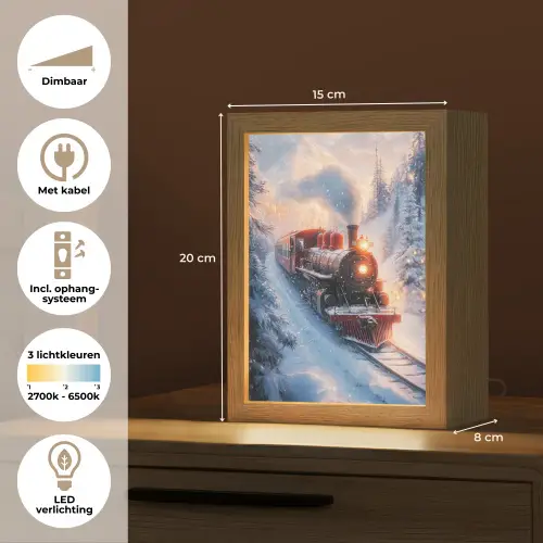 Kersttrein - Sneeuw - Winter - Kerst Light Box met kabel (Tafellamp) klein -USP_NL