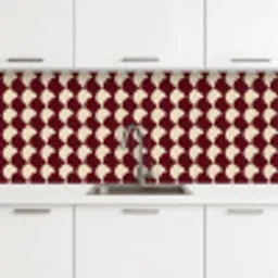 Rood - Tegelpatroon - Crème keuken achterwand 2 middel 871 -3d