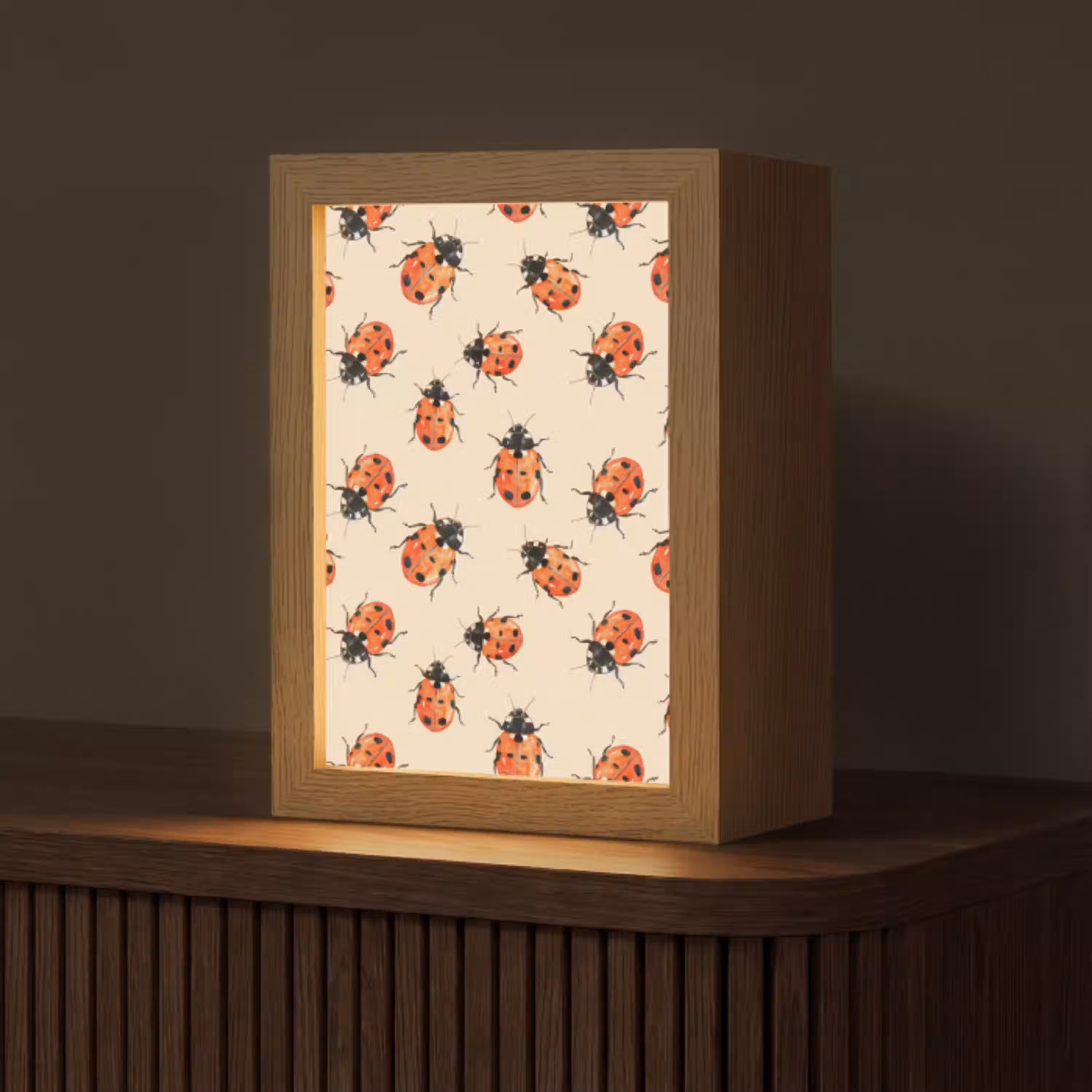 Lieveheersbeestjes - Patroon - Rood Light Box met kabel (Tafellamp) klein 925 -z3d_website