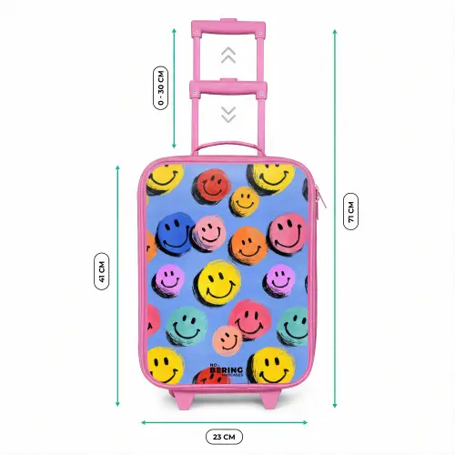 Een speels en kunstzinnig patroon van kleurrijke smileys Kinderkoffer - Roze klein -productfoto_formaten
