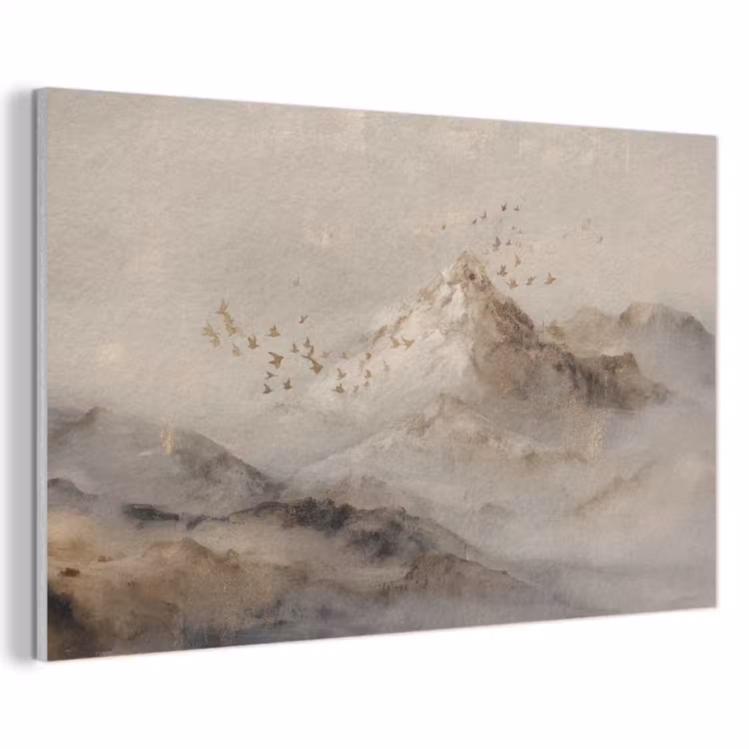 Akoestisch schilderij - Berglandschap - Mist  - Penseelstreken