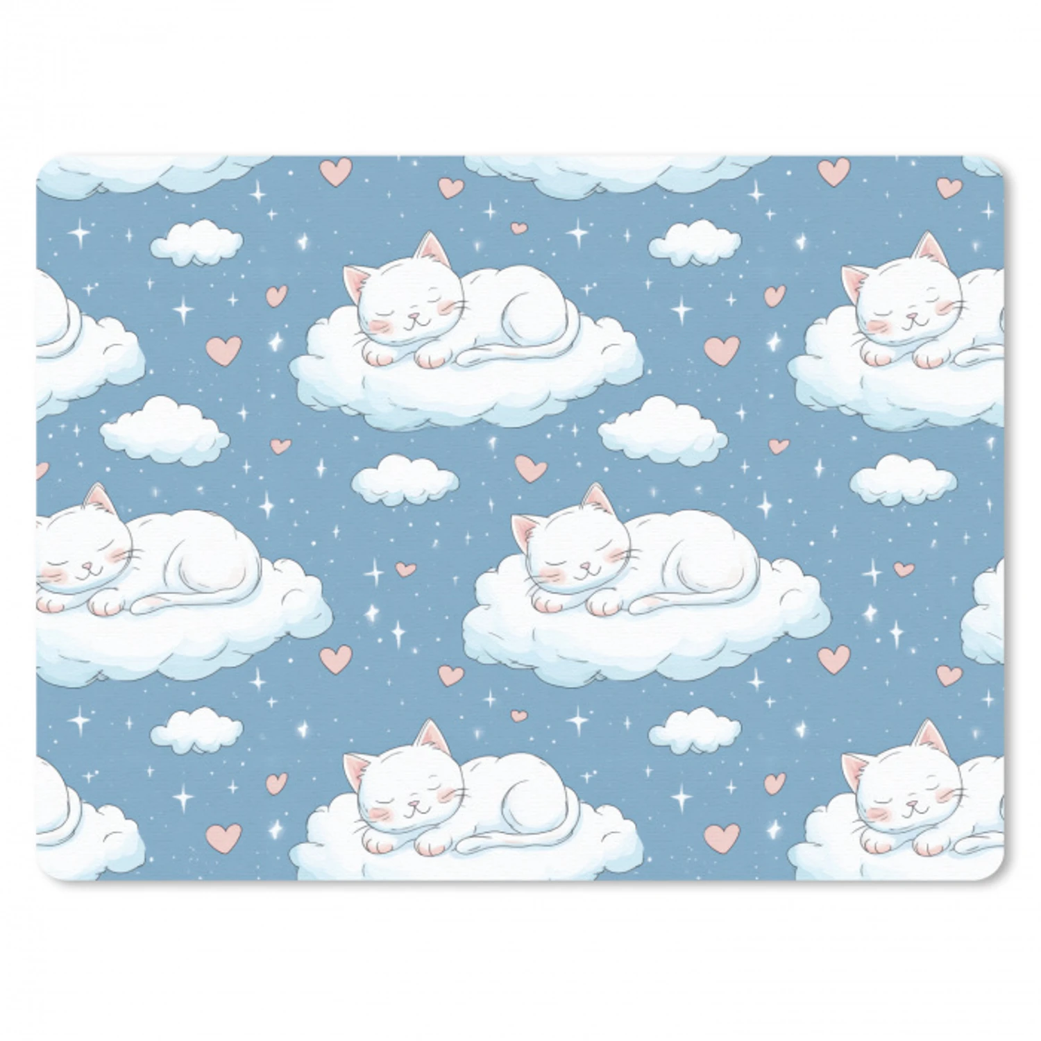 Kitten - Wolken - Blauw muismat rubber klein 262 -3d