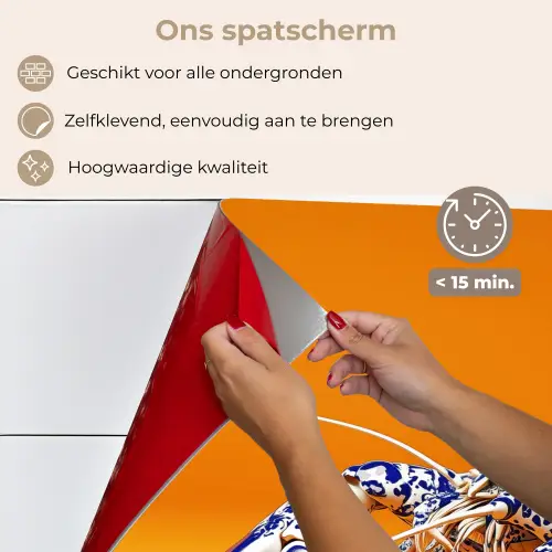 Kreeft - Delftsblauw - Schild - Stoer - Oranje keuken achterwand spatscherm klein -spatscherm_NL