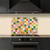 Vierkanten - Kleurrijk - Golvend keuken achterwand spatscherm klein -sfeer1