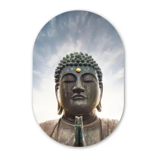 Boeddha hoofd - Buddha - Lucht - Spiritueel - Meditatie Wandcirkel Ovaal Forex klein -3d
