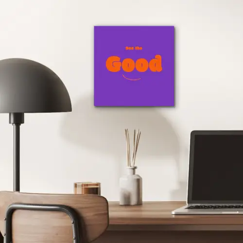 See the good - Oranje - Paars - Smiley aluminium wit klein -sfeer5