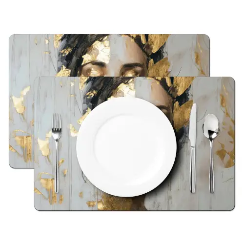 Sierlijk - Vrouw - Goud - Ogen Placemat vinyl groot -zzsfeer2_Kitchenyeah-website