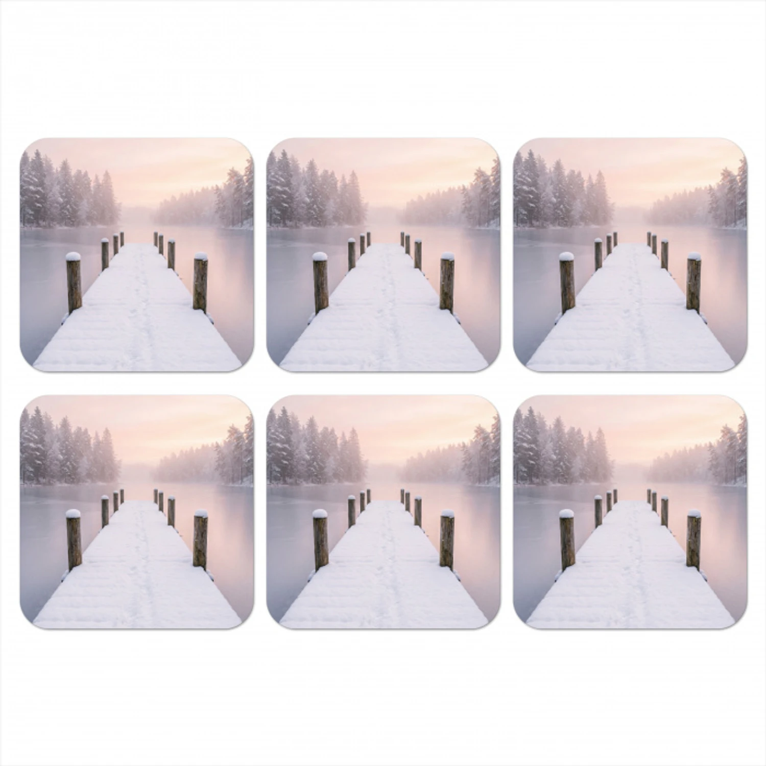 Steiger - Meer - Mist - Winter - Serene onderzetter kurk middel -3d