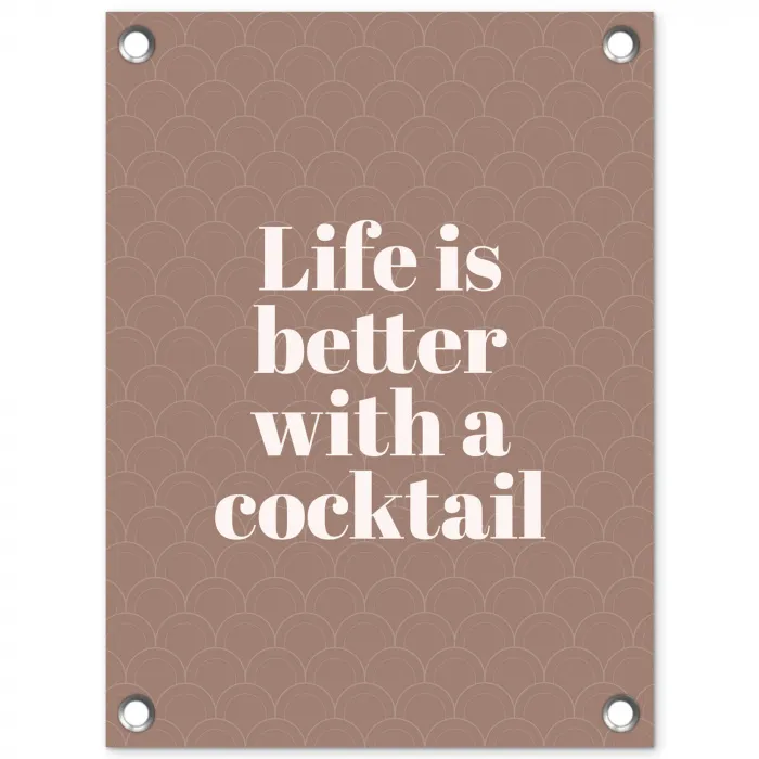 Cocktail - Tekst - Patroon - Wit tuinposter los doek klein -3d