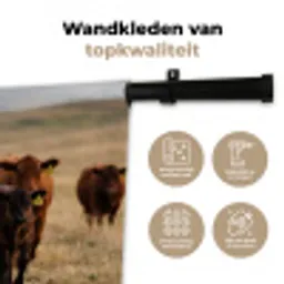 Runderen - Kudde - Landschap - Weide - Rustig Wandkleed katoen klein -sfeer2