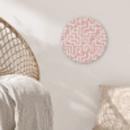 Doolhofpatroon - Roze - Wit - Abstract Akoestische PET Vilt - Rond klein 838 -sfeer4