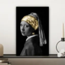 Meisje met de parel - Johannes Vermeer - Goud canvas 2cm klein -sfeer6