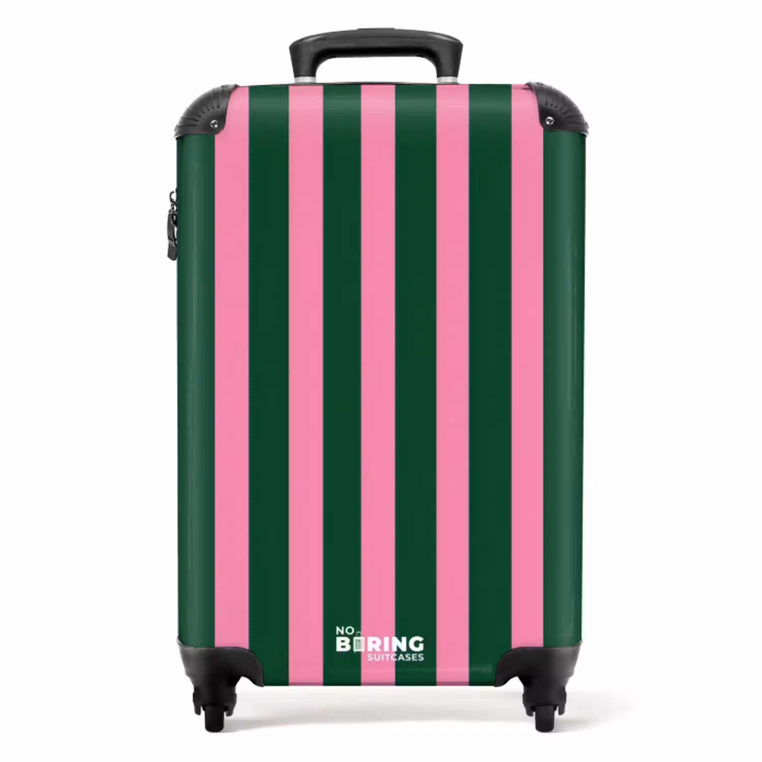 Verticale strepen - Groen - Roze NBS - Handbagage koffer - Volwassenen Unisex middel -productfoto_recht