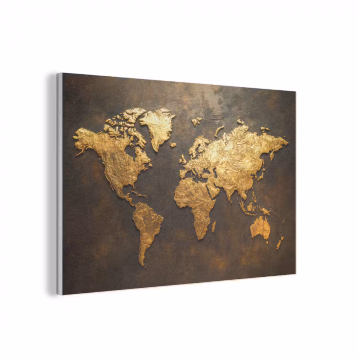 Akustikbild - Weltkarte - Gold - Rost