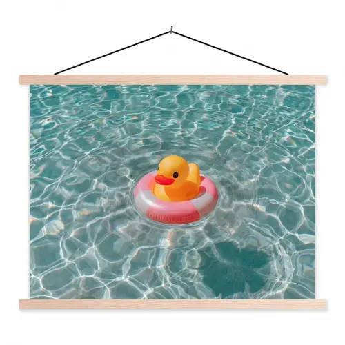 Badeend - Zwemband - Geel textielposter latten blank klein -3d