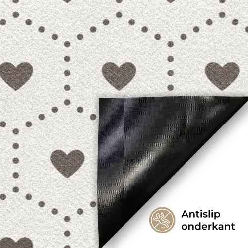 Hexagon - Patroon - Hartjes - Beige Deurmat klein 898 -antislip_NL