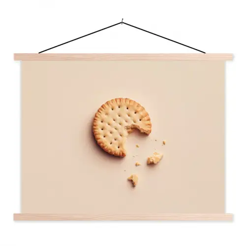 Koekje - Kruimels - beige textielposter latten blank klein -3d