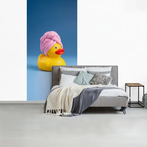 Badeend - Handdoek - Blauw fotobehang vinyl groot -slaapkamer
