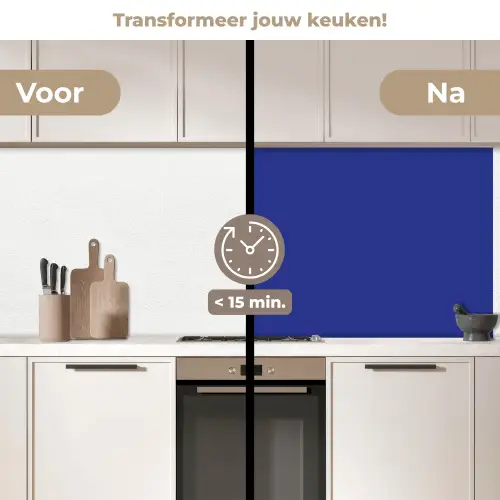 Blauw - Effen kleur - Donkerblauw keuken achterwand 2 middel 871 -voor-na2_NL