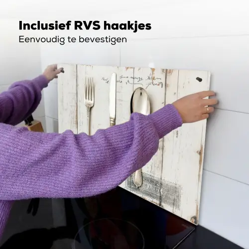 Zilver - Bestek - Hout Inductie beschemer met haakjes klein -ky-ophangen-nl