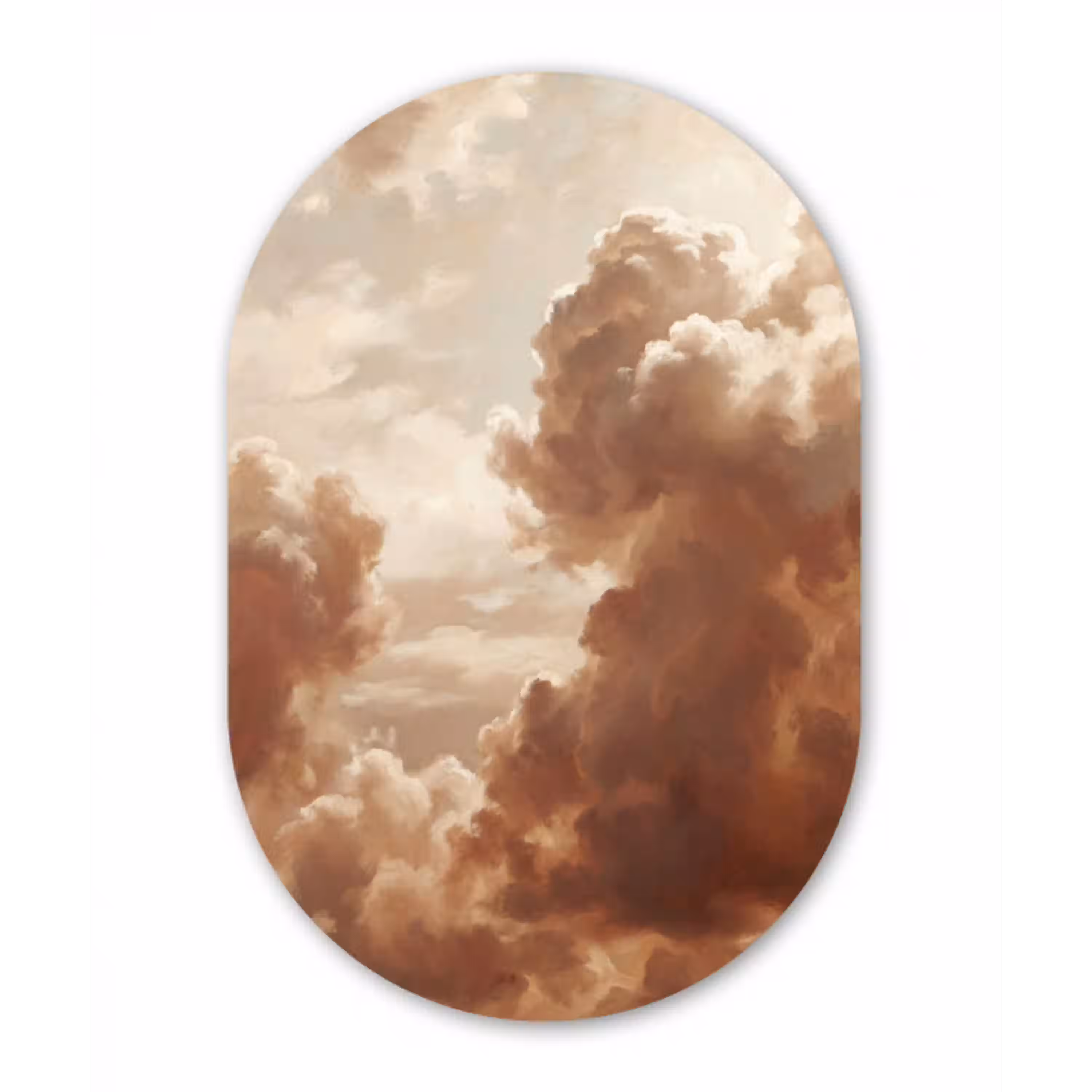 Wolken - Lucht - Natuur - Modern - Bruin Wandcirkel Ovaal Aluminium middel -3d